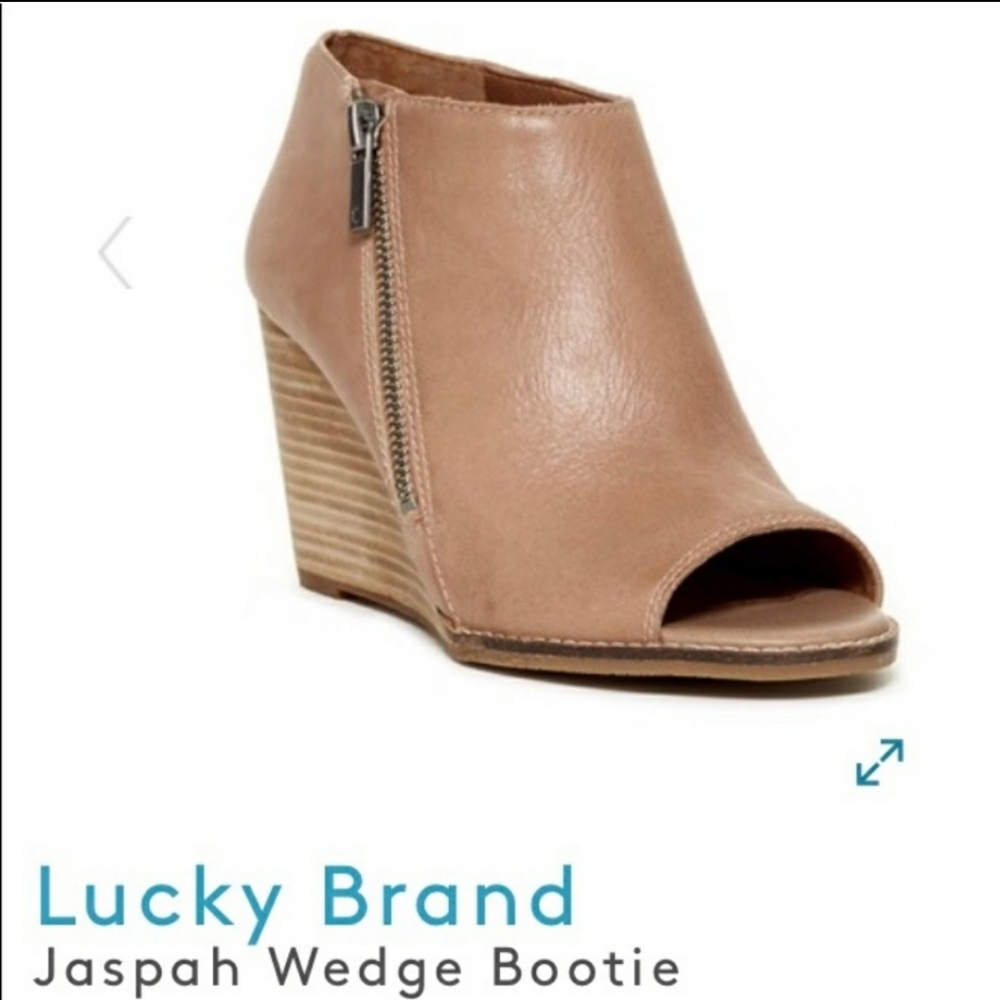 Lucky Brand leather open toe wedge bootie